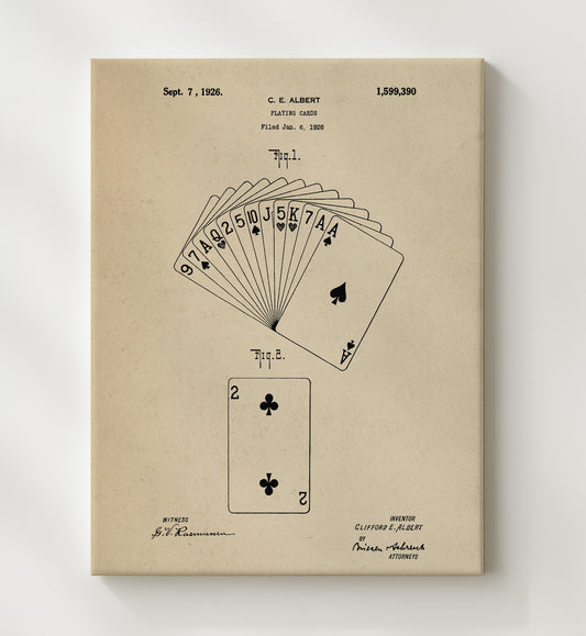 Playing Cards 1926 patent print wall art 8x10 Canvas