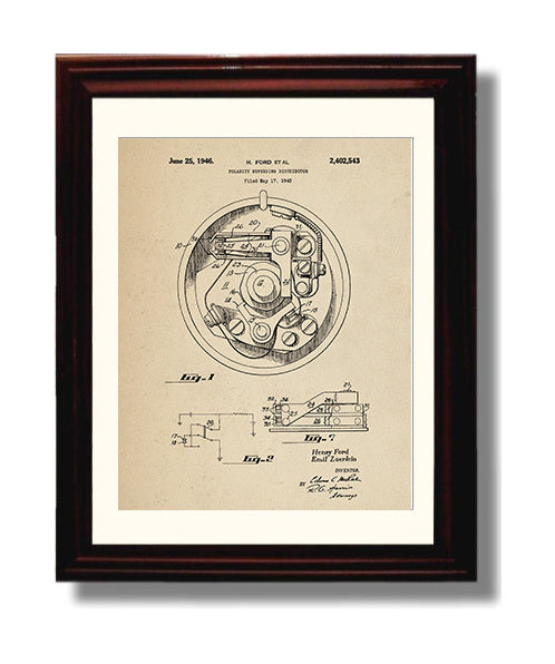 Patent Print - Polarity Reversing Distributor - Henry Ford Et Al - 1946 - Patent 2402543 Patent Wall Art