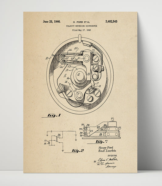 Polarity Reversing Distributor - 1946 Patent - 16x20 Unframed Print