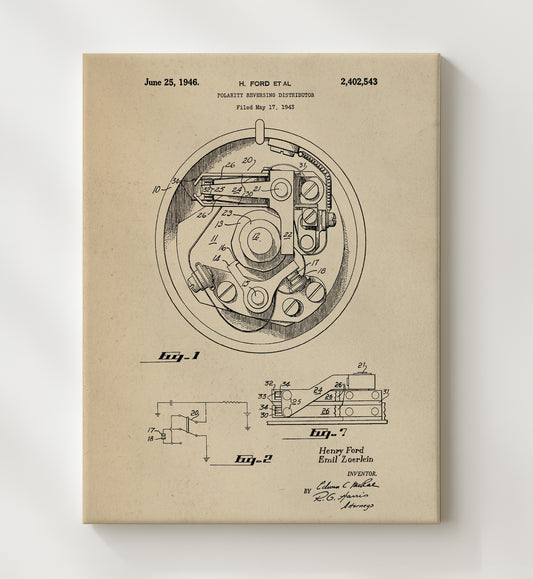 Polarity Reversing Distributor 1946 patent print wall art 8x10 Canvas