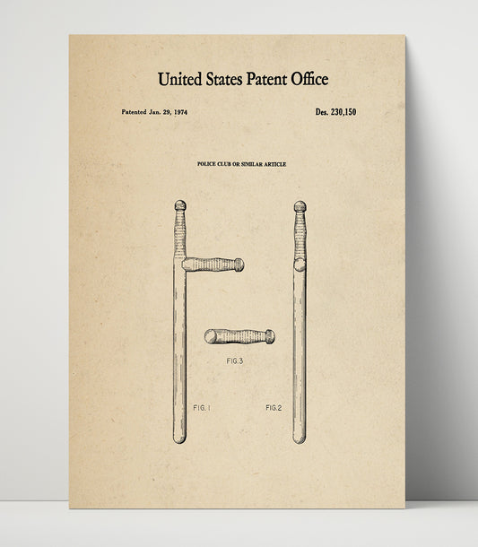 Police Club Or Similar Article - 1974 Patent - 16x20 Unframed Print