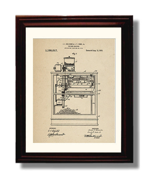 Patent Print - Popcorn Machine - J.I. Holcomb And J.F. Hoke Jr. - 1916 - Patent 1195017 Patent Wall Art