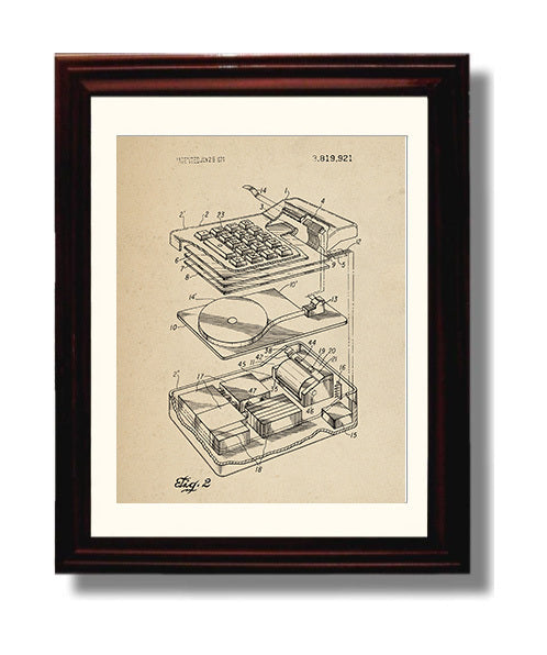 Patent Print - Portable Electronic Calculator - Unknown Inventor - 1974 - Patent 3819921 Patent Wall Art
