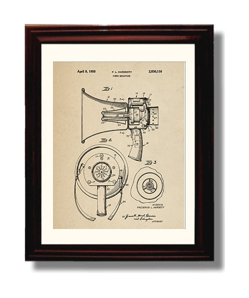 Patent Print - Power Megaphone - Frederick L. Hardesty - 1958 - Patent 2830116 Patent Wall Art