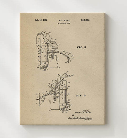 Propulsion Unit Side View 1962 patent print wall art 8x10 Canvas