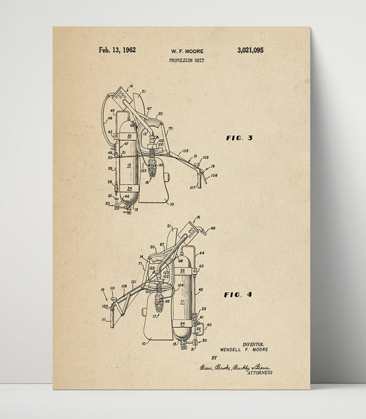 Propulsion Unit Side View - 1962 Patent - 16x20 Unframed Print