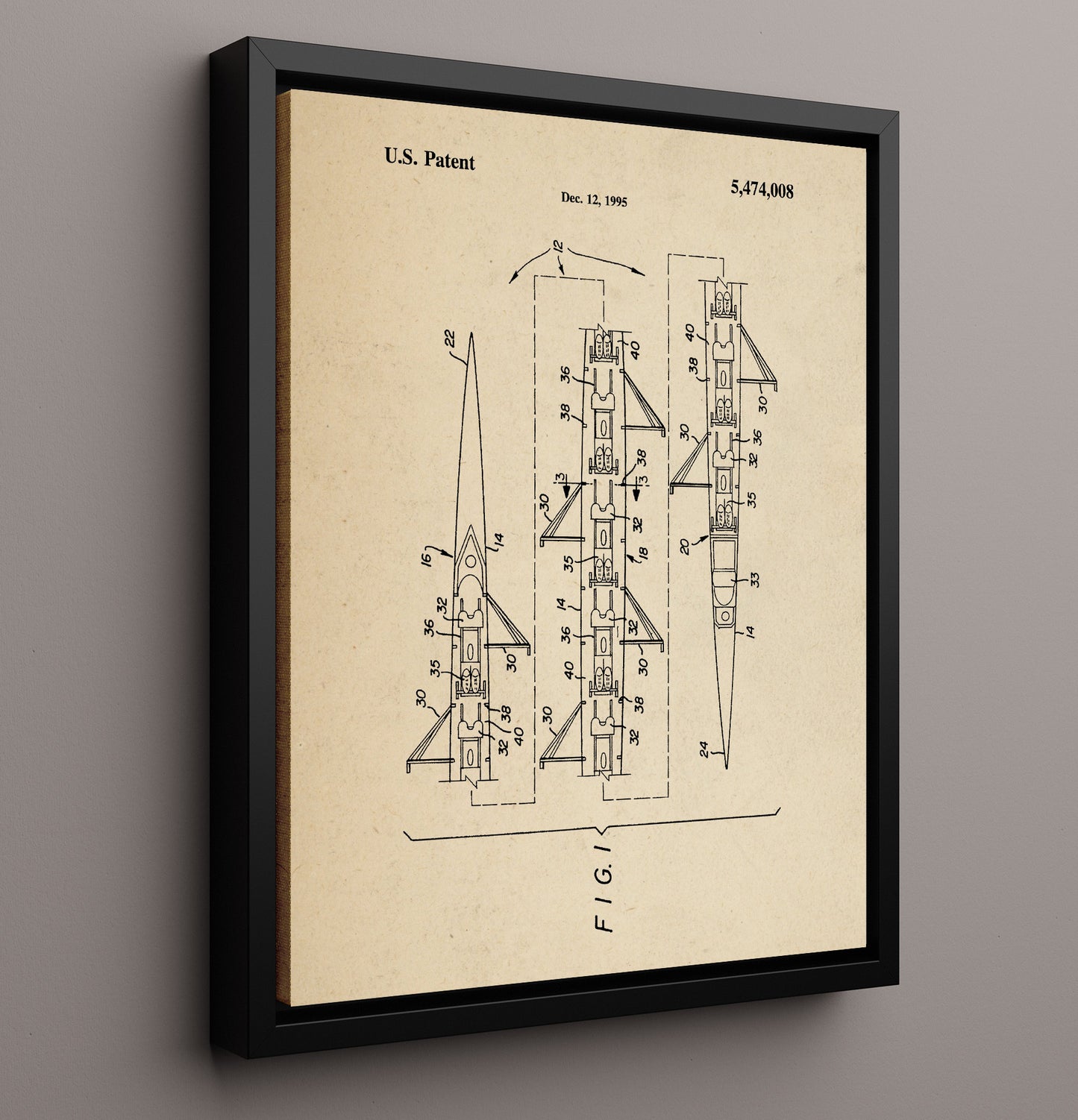 Patent Print - Racing Sailboat Hull - Unknown Inventor - 1995 - Patent 5474008 Patent Wall Art