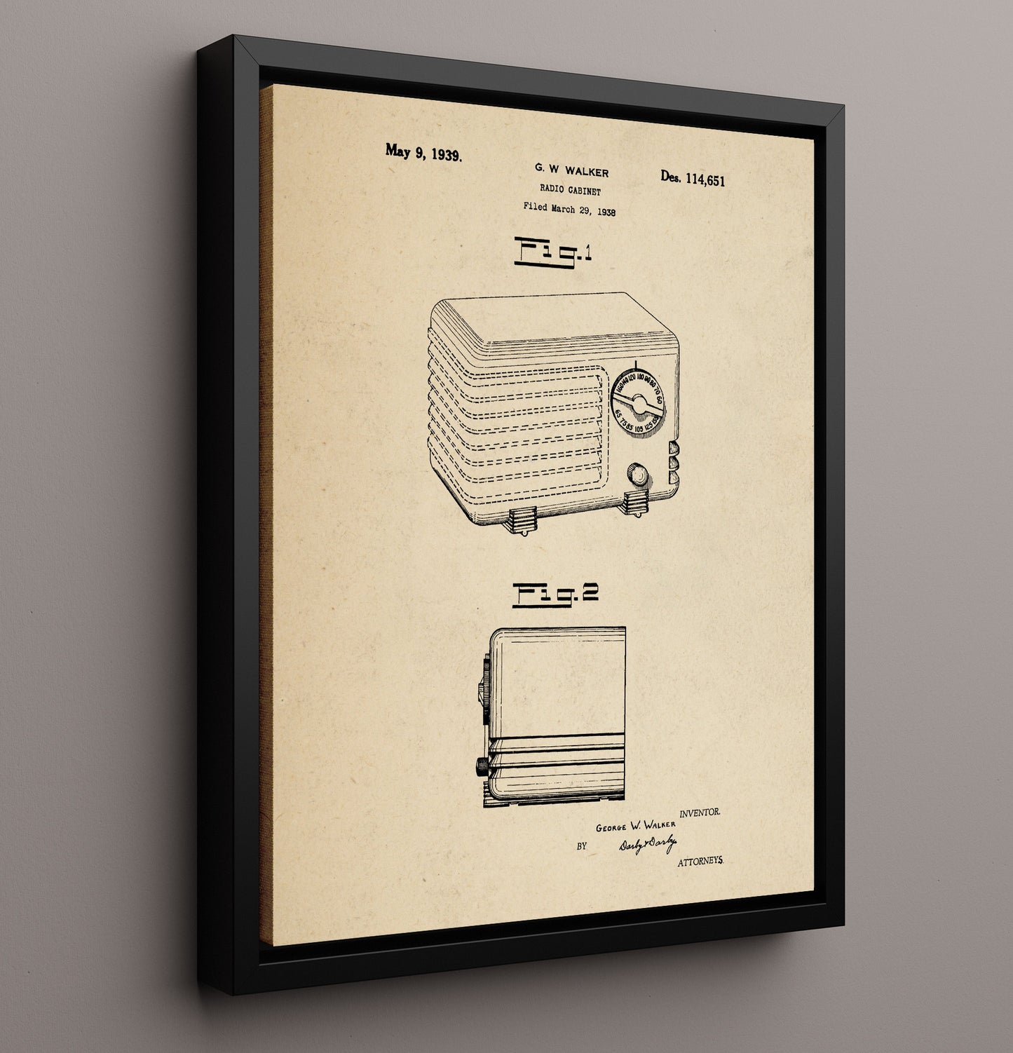 Patent Print - Radio Cabinet - George W. Walker - 1939 - Patent 114651 Patent Wall Art