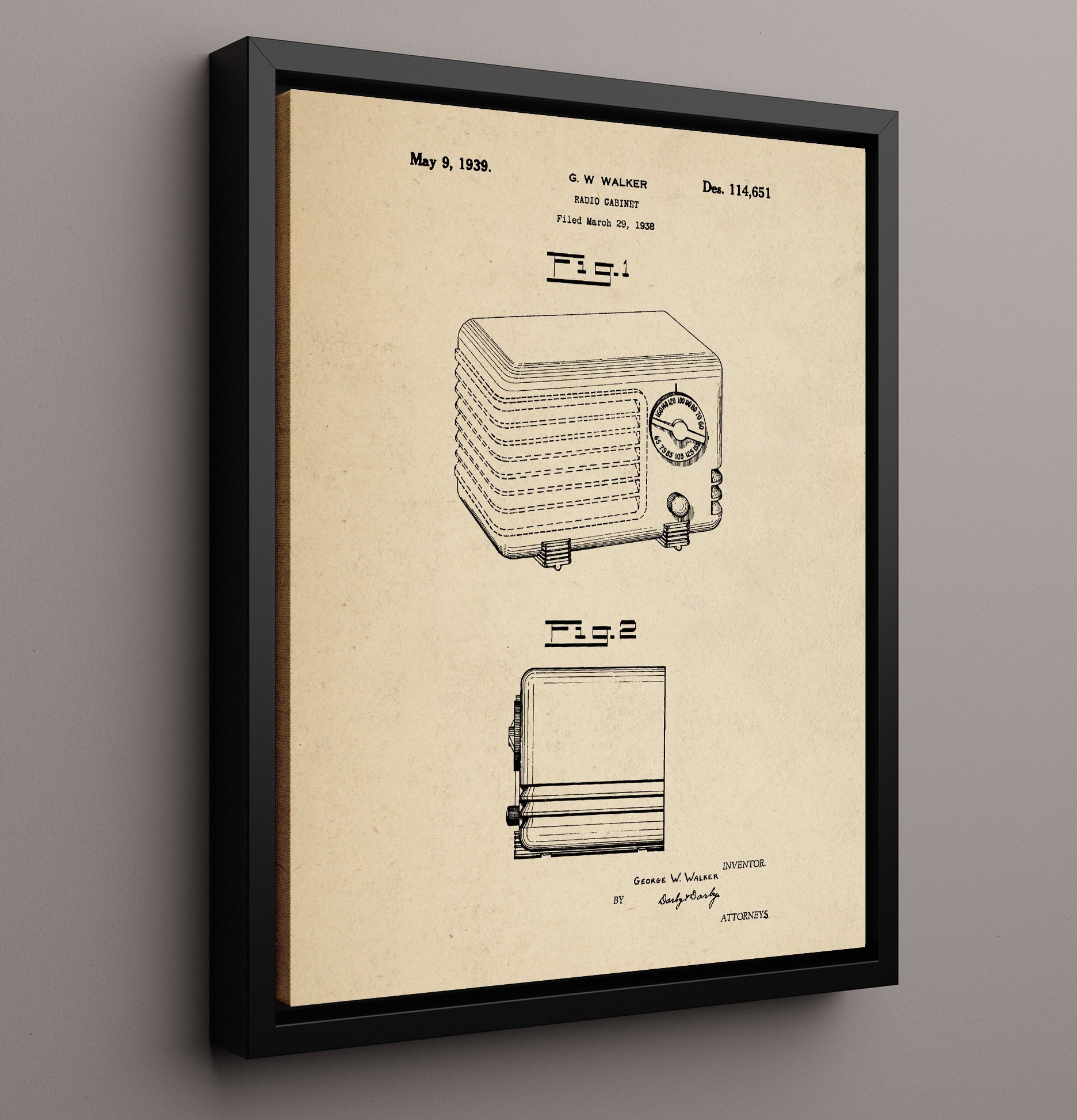 Patent Print - Radio Cabinet - George W. Walker - 1939 - Patent 114651 Patent Wall Art