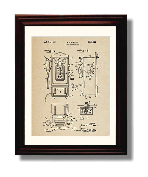 Patent Print - Radio Construction - Robert E Bowers - 1959 - Patent 2895044 Patent Wall Art