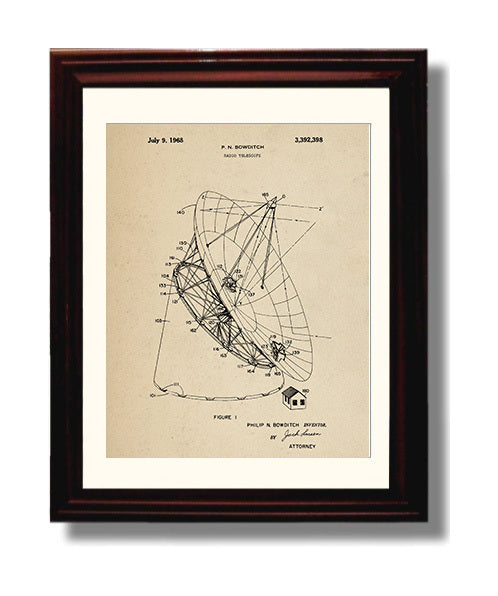 Patent Print - Radio Telescope - Philip N Bowditch - 1968 - Patent 3392398 Patent Wall Art