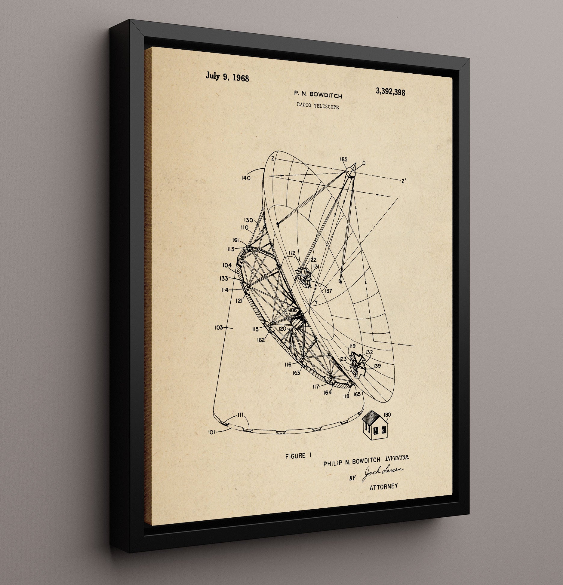 Patent Print - Radio Telescope - Philip N Bowditch - 1968 - Patent 3392398 Patent Wall Art