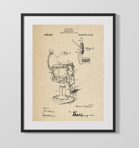 Reclining Chair - 1908 Patent - 16x20 Gallery Frame