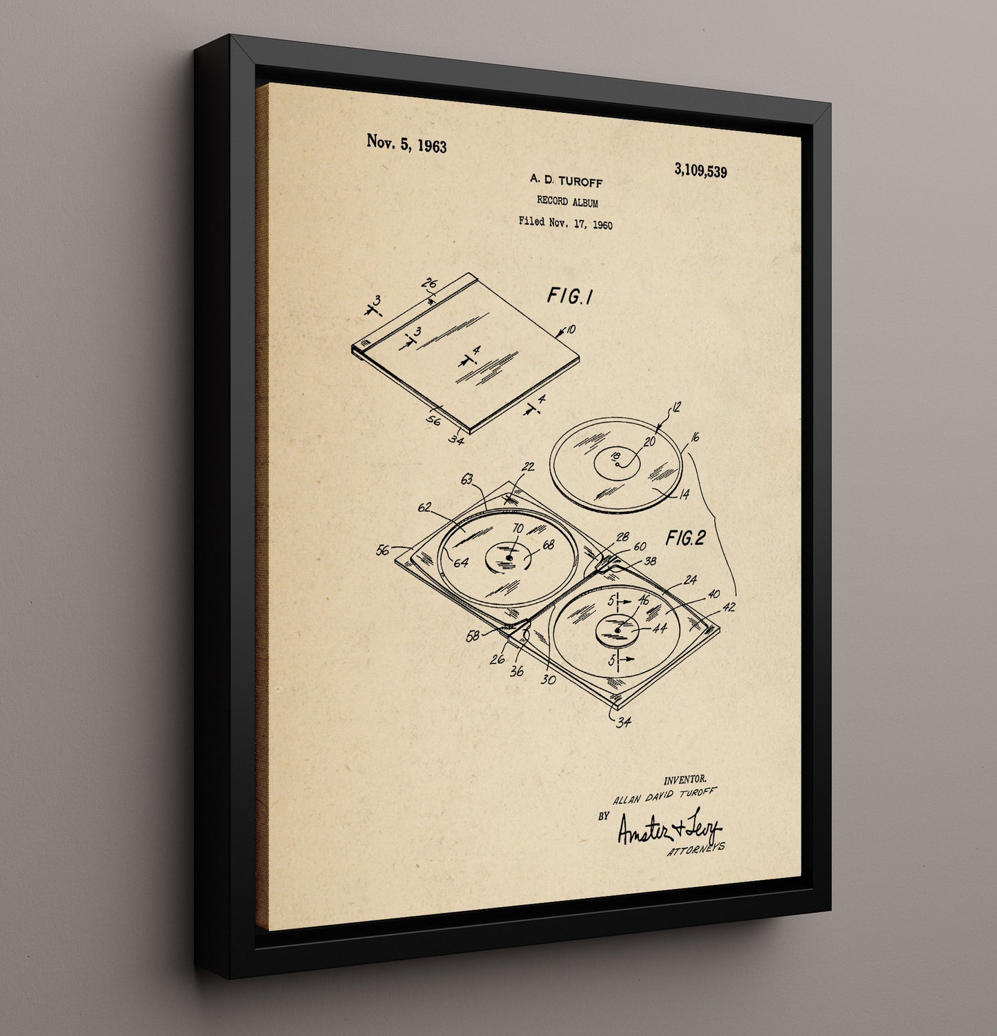 Patent Print - Record Album - Allan David Turoff - 1963 - Patent 3109539 Patent Wall Art