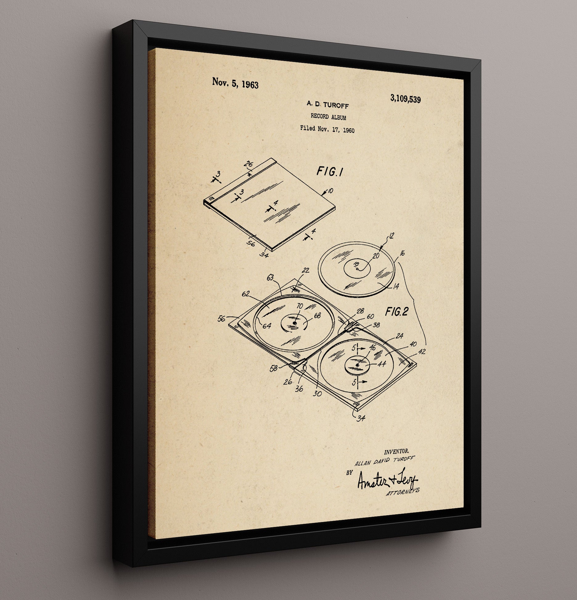 Patent Print - Record Album - Allan David Turoff - 1963 - Patent 3109539 Patent Wall Art