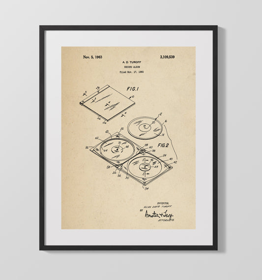Record Album - 1963 Patent - 16x20 Gallery Frame