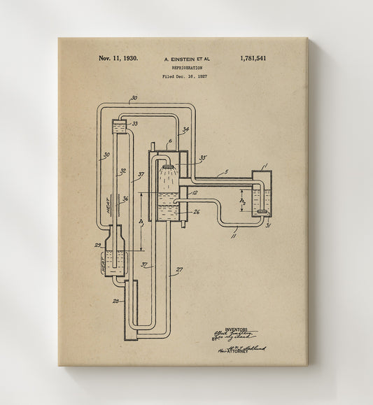 Refrigeration System 1930 patent print wall art 8x10 Canvas