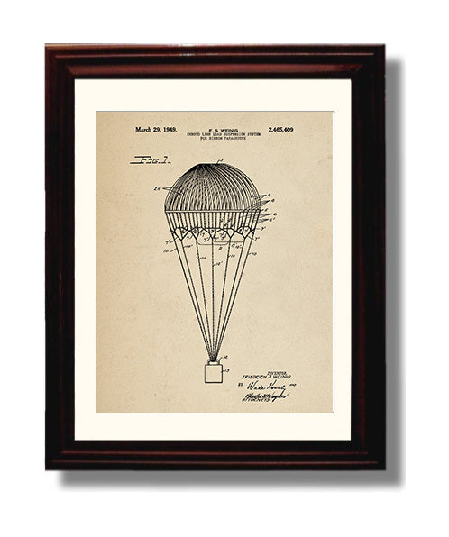 Patent Print - Ribbon Parachute Suspension System - F S Weinig - 1949 - Patent 2465409 Patent Wall Art