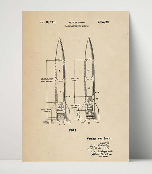 Rocket-Propelled Missile - 1961 Patent - 16x20 Unframed Print