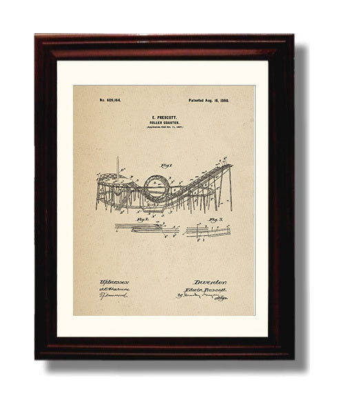 Patent Print - Roller Coaster - Edwin Prescott - 1898 - Patent 609164 Patent Wall Art