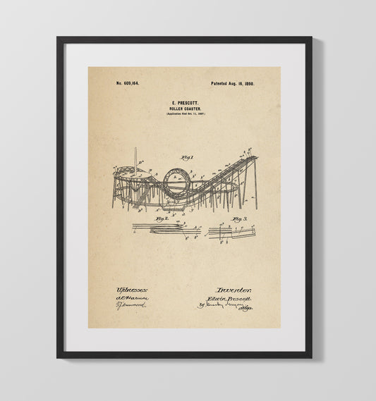 Roller Coaster - 1898 Patent - 16x20 Gallery Frame