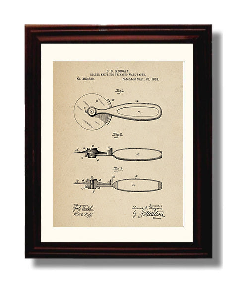 Patent Print - Roller Knife For Trimming Wall Paper - D.S. Morgan - 1892 - Patent 482830 Patent Wall Art