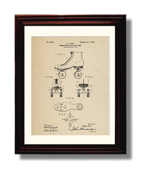 Patent Print - Roller Skate Shoe - M L Ruel - 1899 - Patent 617996 Patent Wall Art