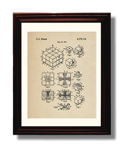 Patent Print - Rubiks Cube - Erno Rubik - 1983 - Patent 4378116 Patent Wall Art