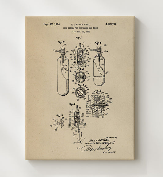 Scuba Flow Signal System 1964 patent print wall art 8x10 Canvas