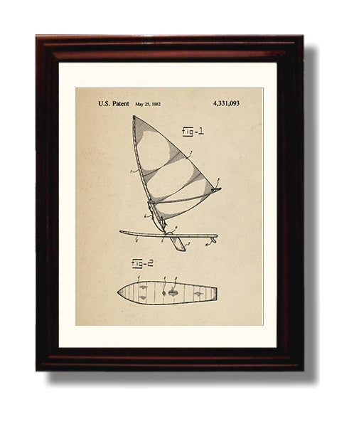 Patent Print - Sailboard - Unknown Inventor - 1982 - Patent 4331093 Patent Wall Art