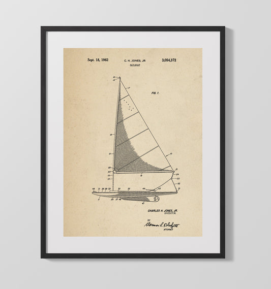 Sailboat - 1962 Patent - 16x20 Gallery Frame