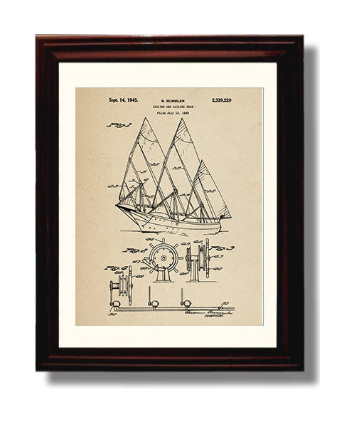 Patent Print - Sailing And Sailing Gear - Rudolf Rummler - 1943 - Patent 2329220 Patent Wall Art