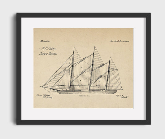 Sails And Rigging - 1870 Patent - 16x20 Gallery Frame