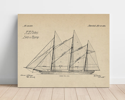Sails And Rigging - 1870 Patent - 16x20 Unframed Print