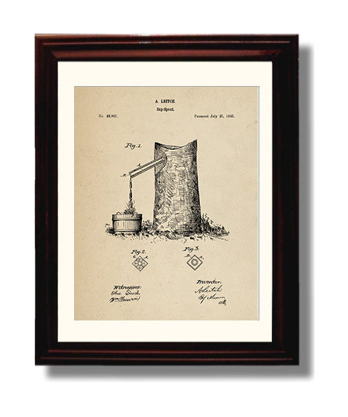 Patent Print - Sap Spout - A. Leitch - 1865 - Patent 48961 Patent Wall Art