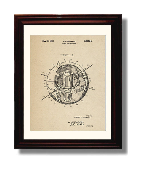 Patent Print - Satellite Structure - Robert C Baumann - 1958 - Patent 2835548 Patent Wall Art