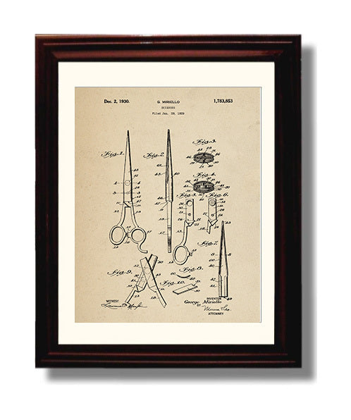 Patent Print - Scissors - G. Miriello - 1930 - Patent 1783853 Patent Wall Art