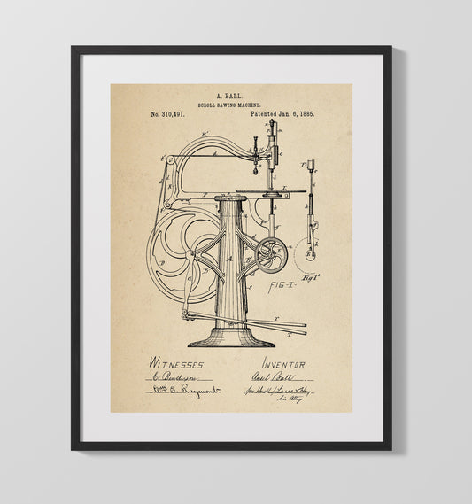 Scroll Sawing Machine - 1885 Patent - 16x20 Gallery Frame