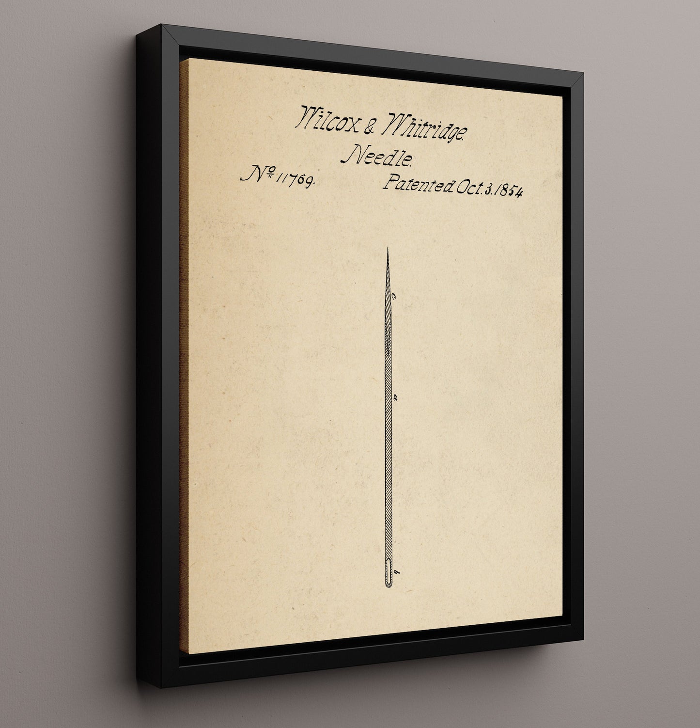 Patent Print - Sewing Needle - Wilcox And Whitridge - 1854 - Patent 11769 Patent Wall Art