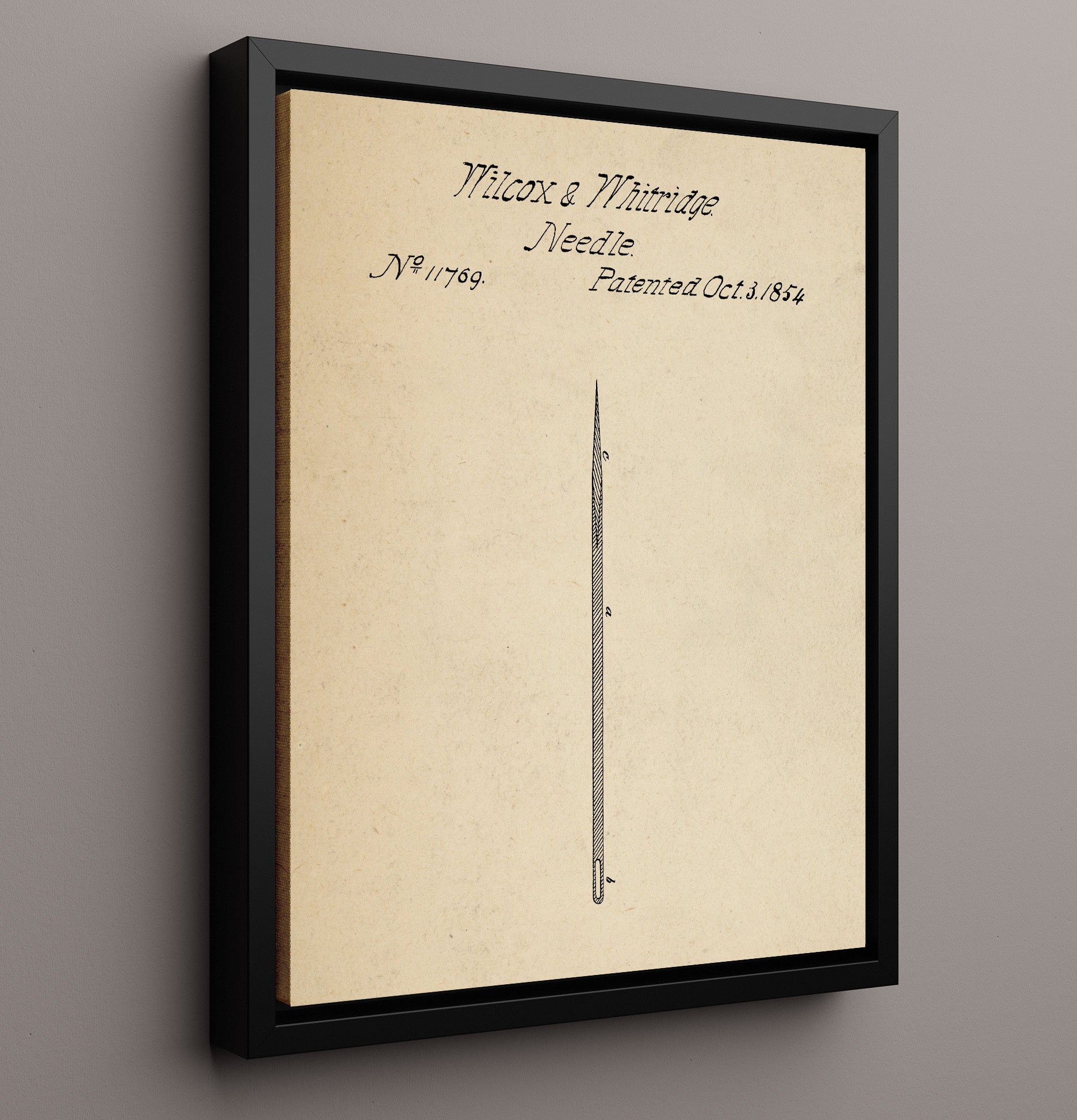 Patent Print - Sewing Needle - Wilcox And Whitridge - 1854 - Patent 11769 Patent Wall Art