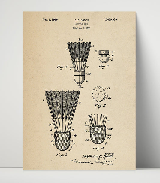 Shuttlecock - 1936 Patent - 16x20 Unframed Print