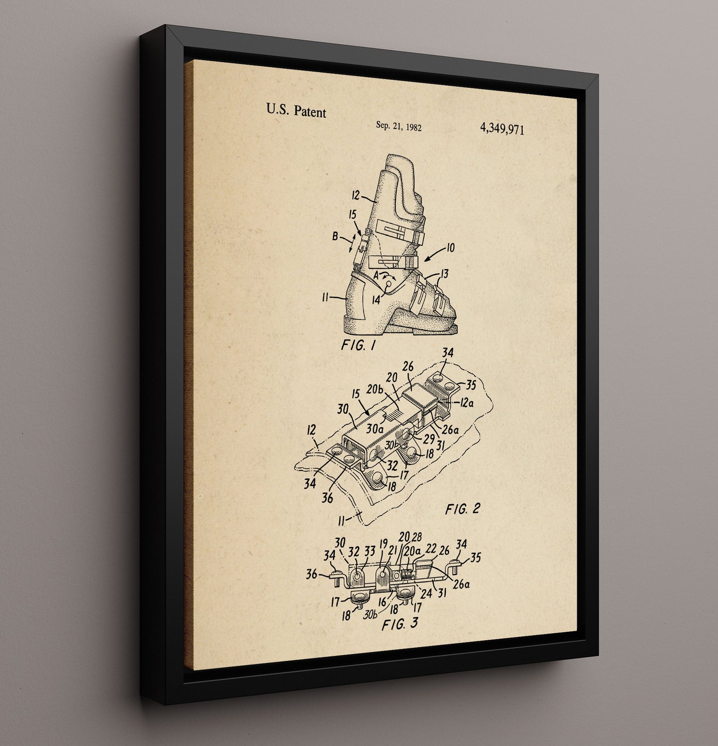 Patent Print - Ski Boot Buckle - Unknown Inventor - 1982 - Patent 4349971 Patent Wall Art