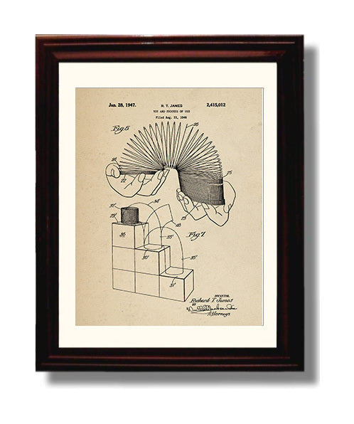 Patent Print - Slinky Demonstration Toy - Richard T James - 1947 - Patent 2415012 Patent Wall Art