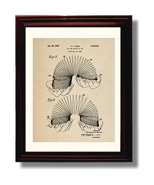 Patent Print - Slinky Toy - Richard T James - 1947 - Patent 2415012 Patent Wall Art