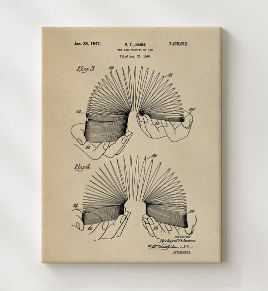 Slinky Toy 1947 patent print wall art 8x10 Canvas