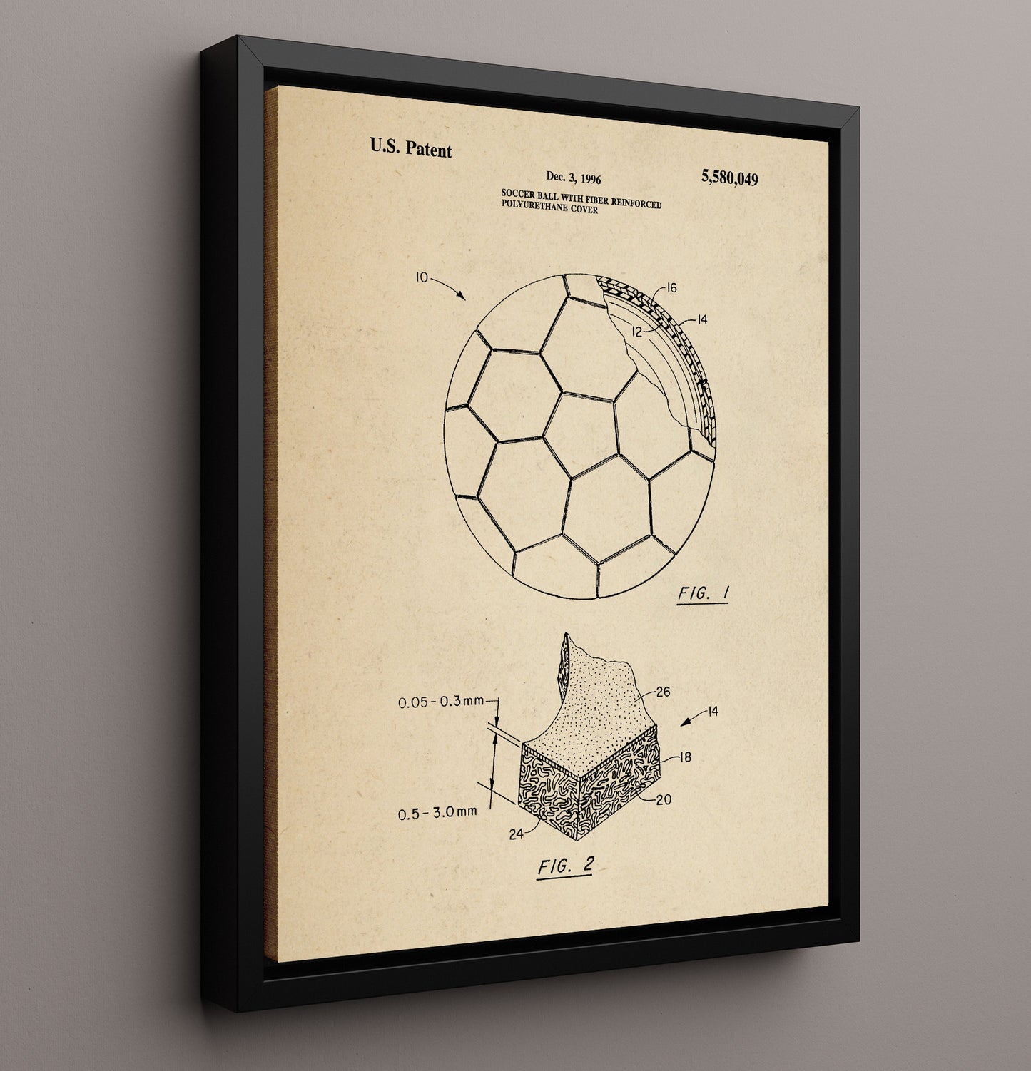 Patent Print - Soccer Ball - Unknown Inventor - 1996 - Patent 5580049 Patent Wall Art