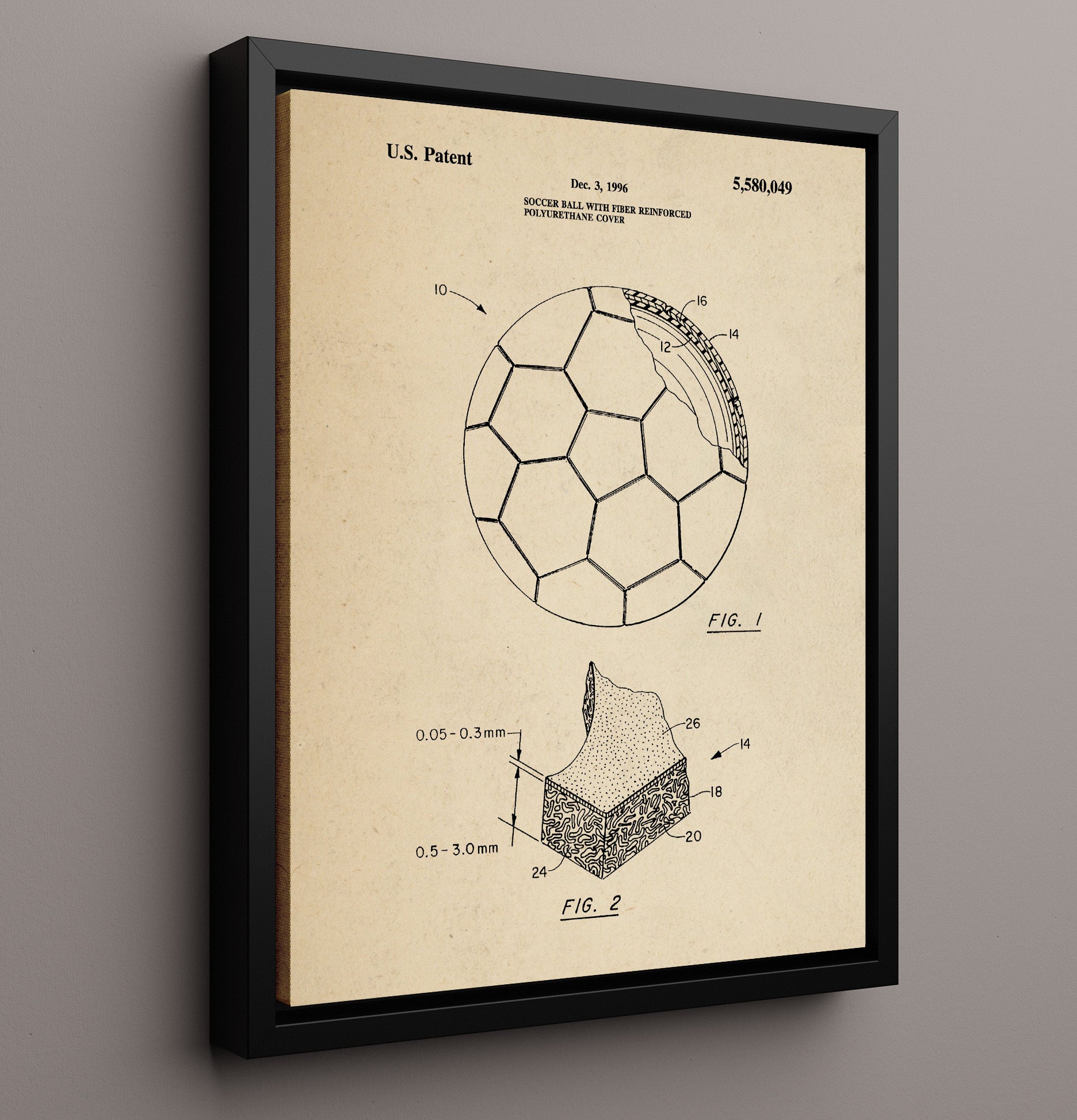 Patent Print - Soccer Ball - Unknown Inventor - 1996 - Patent 5580049 Patent Wall Art