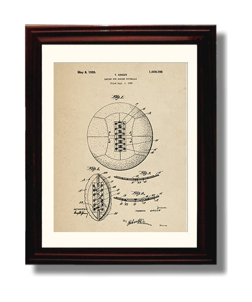 Patent Print - Soccer Ball Lacing - T Greer - 1928 - Patent 1669198 Patent Wall Art