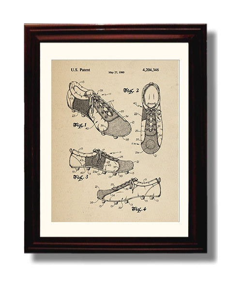 Patent Print - Soccer Cleat - Unknown Inventor - 1980 - Patent 4204346 Patent Wall Art