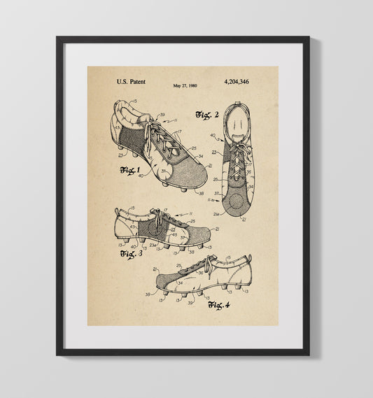 Soccer Cleat - 1980 Patent - 16x20 Gallery Frame